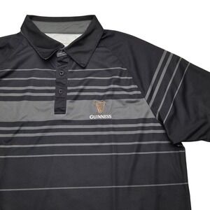 Guinness Dry Fit Performance Golf Polo Shirt Striped Black Green Mens Large‎